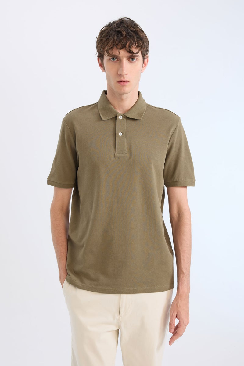DeFacto Green Man Regular Fit Polo Collar Pique Short Sleeve Polo T-Shirt Casual - Image 4